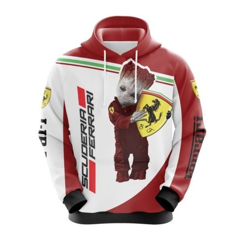 Groot Star Wars Hold Scuderia Ferrari Logo 3d Hoodie