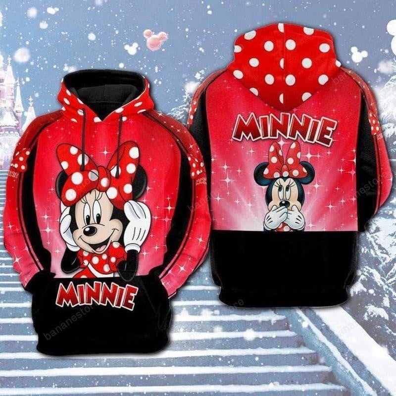 Disney Minnie Hoodie Not Hear Not Speak Minnie Black Red 3d Hoodie Zip Hoodie