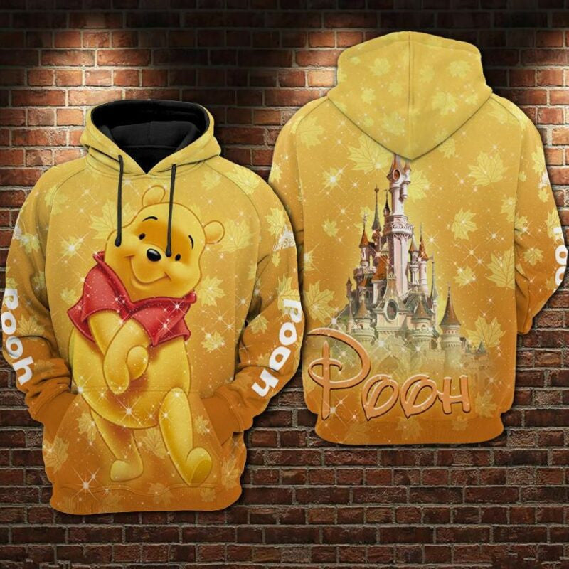 Pooh Cartoon Winnie The Pooh Disneyland Over Print 3d Hoodie Zip Hoodie