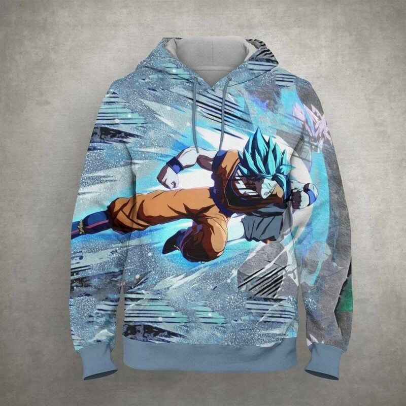 Goku Blue Saiyan Cartoon Dragon Ball Anime Manga 8 Over Print 3d Hoodie Zip Hoodie