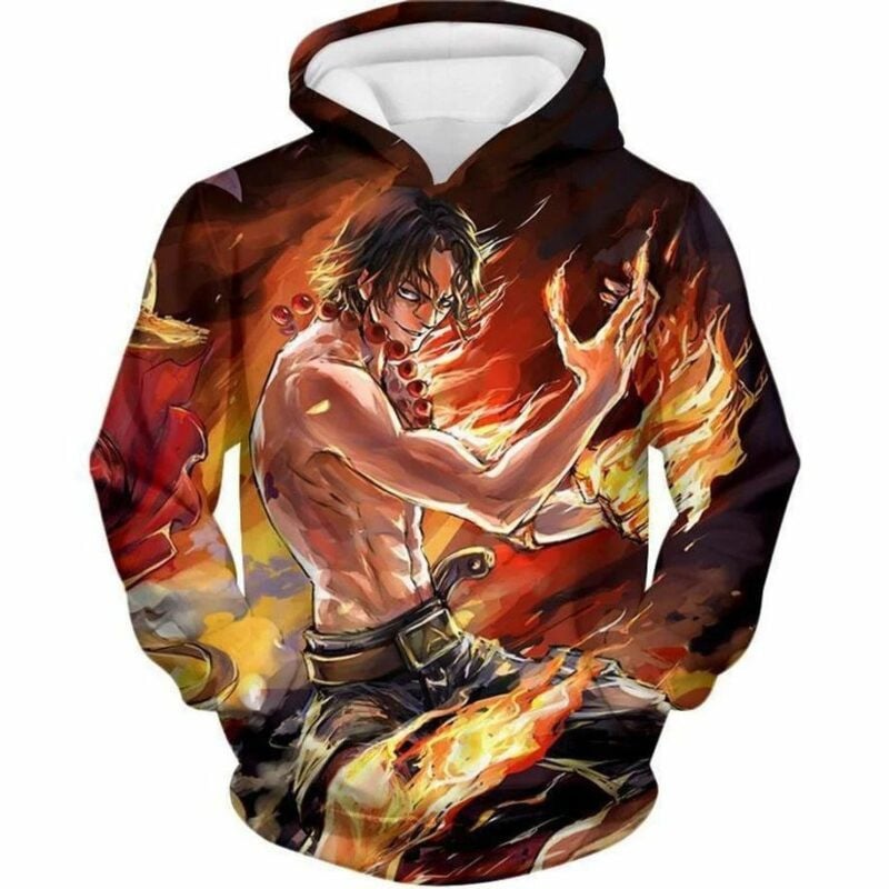 One Piece Pirate Portgas D Ace Fan Art Over Print 3d Hoodie Zip Hoodie