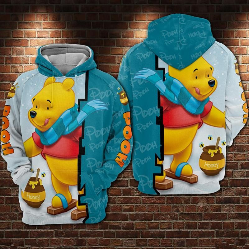Winnie The Pooh Over Print 3d Hoodie Zip Hoodie 764