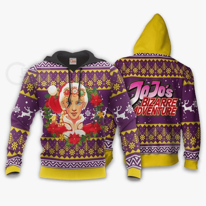 Giorno Giovanna Ugly Christmas Jojo's Bizarre Adventure Anime Manga For Men And Women 3d Hoodie Zip Hoodie