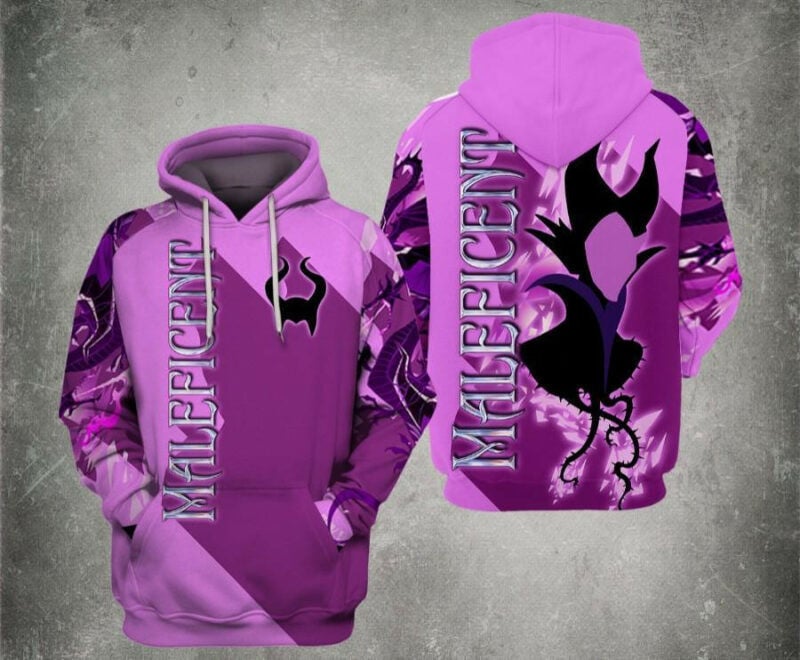 Disney Villain Maleficient Silhouette Purple 3d Hoodie Zip Hoodie