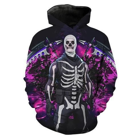 Fortnite Skull Trooper 3d All Over Printed Shirt Hoodie 3d Zipper Hoodie