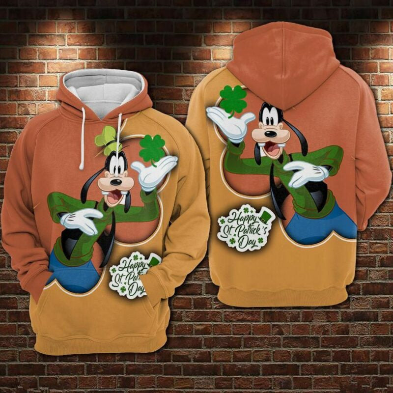 Goofy Movies Disney Happy St Patrick's Day Irish Over Print 3d Hoodie Zip Hoodie
