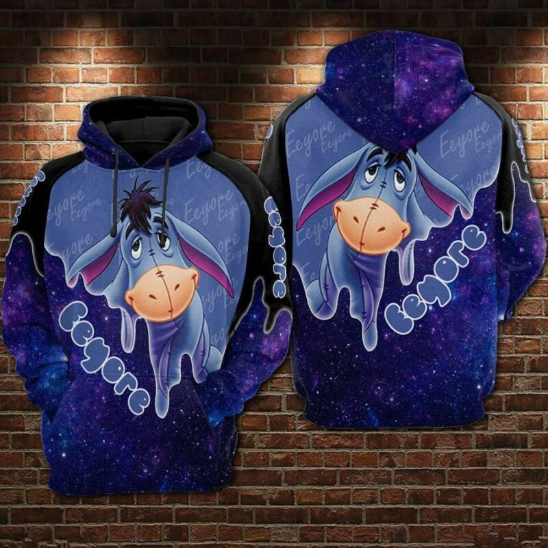 Eeyore Cartoon Winnie The Pooh Movie Disney 4 Over Print 3d Hoodie Zip Hoodie