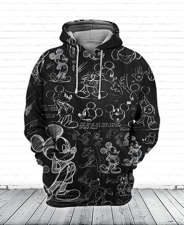Disney Hoodie Mm Hoodie Mm Drawing Black White 3d Hoodie Zip Hoodie