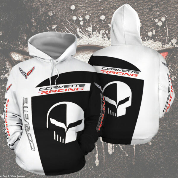 Chevrolet Corvette Racing Black N White Sport Car 3d All Over Print Hoodie 435 1638