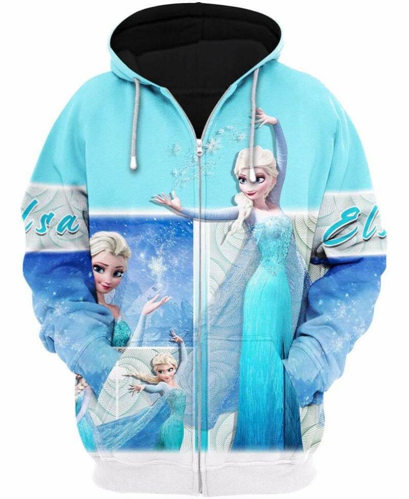 Disney Princess Elsa Frozen 3d Hoodie Zip Hoodie