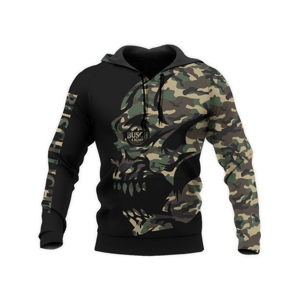 Camo Skull Busch Light Hoodie, Gift For Fan 3d All Over Print Shirt Hoodie 674