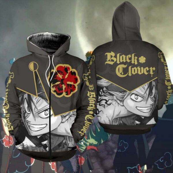 Black Clover Asta Shirt Five Clover Leaf Symbol Anime 2k883 Fan Gift Stylist Unisex Cartoon 3d Hoodie Zip Hoodie 589