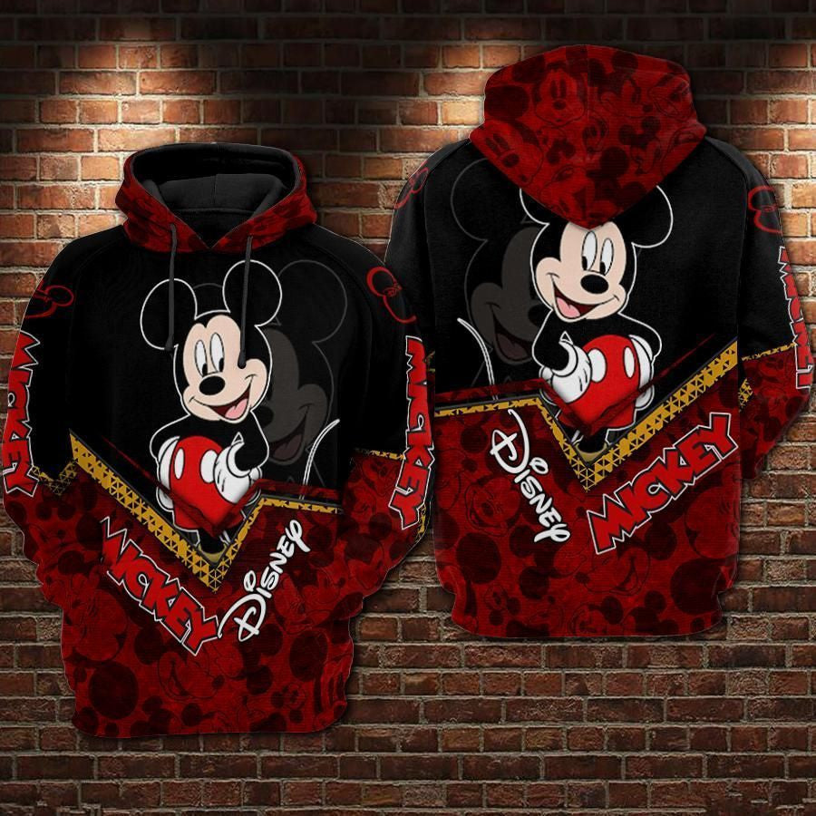 Mickey Mouse Movies Disney Red Over Print 3d Hoodie Zip Hoodie 273
