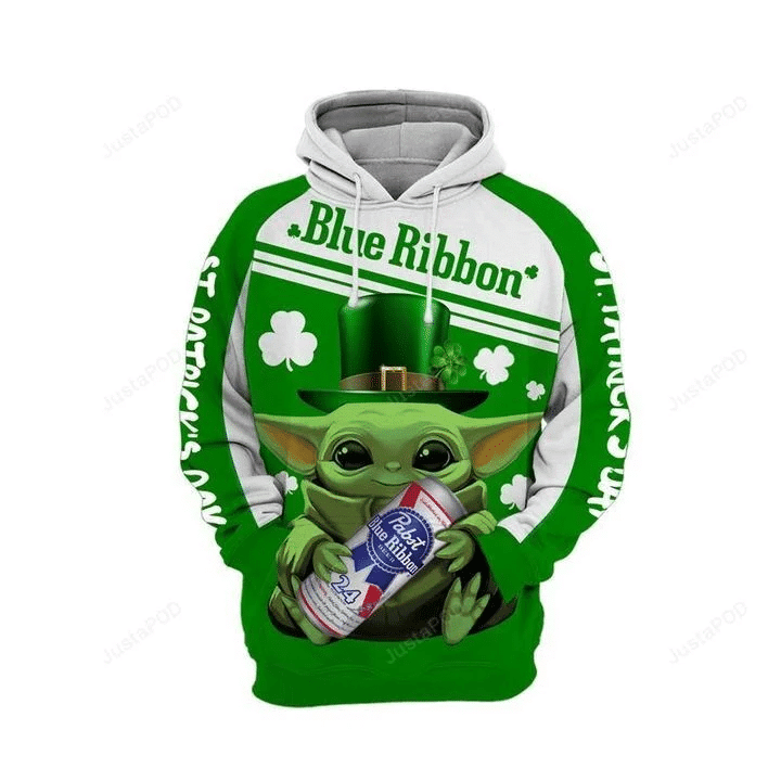 Baby Yoda Blue Ribbon 3d All Over Print Hoodie, Zip-up Hoodie
