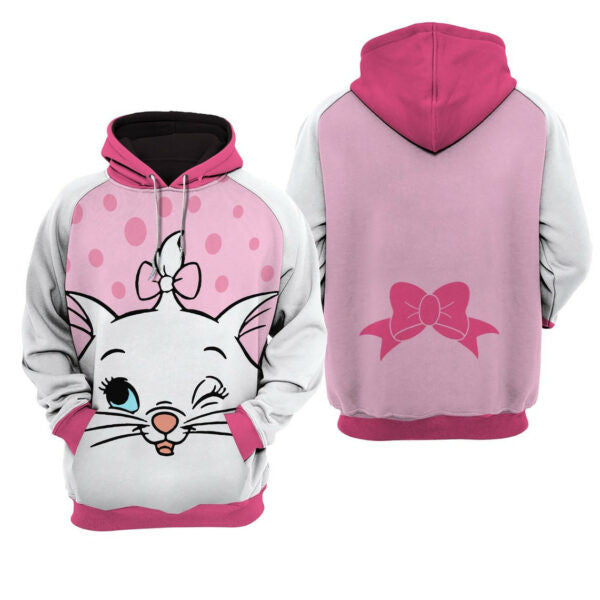 Marie Cat Raglan Pink White Disney Fan Gift, Marie Cat Gift, Stylist Unisex Cartoon Graphic Outfits Aop Hoodie 40