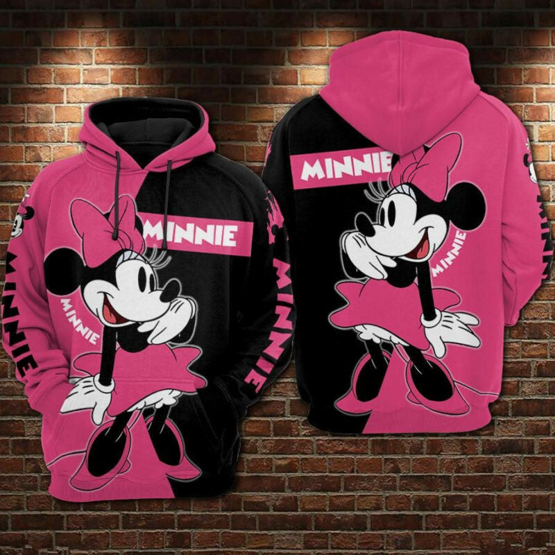 Minnie Mouse Movies Disney Pink Over Print 3d Hoodie Zip Hoodie