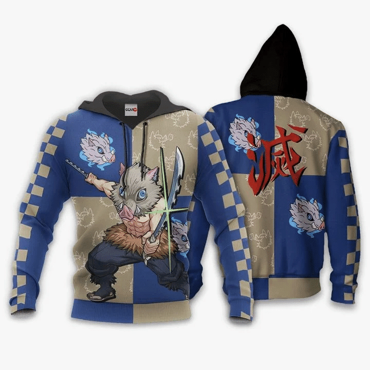 Demon Slayer Inosuke Anime Manga For Men And Women 3d Hoodie Zip Hoodie