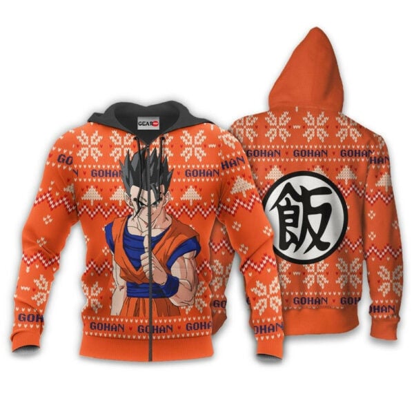 Gohan Ugly Christmas Dragon Ball Z Anime 1k339 Fan Gift Stylist Unisex Cartoon Graphic Outfits Aop 3d Hoodie, Zip Hoodie 698