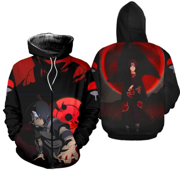 Itachi Sharingan Eyes Akatsuki Naruto Anime 2k858 Fan Gift Stylist Unisex Cartoon 3d Hoodie Zip Hoodie 986