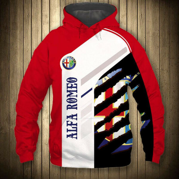 Alfa Romeo Luxury Sport Car 5k446 Fan Gift Stylist Unisex Cartoon 3d Hoodie Zip Hoodie 1102