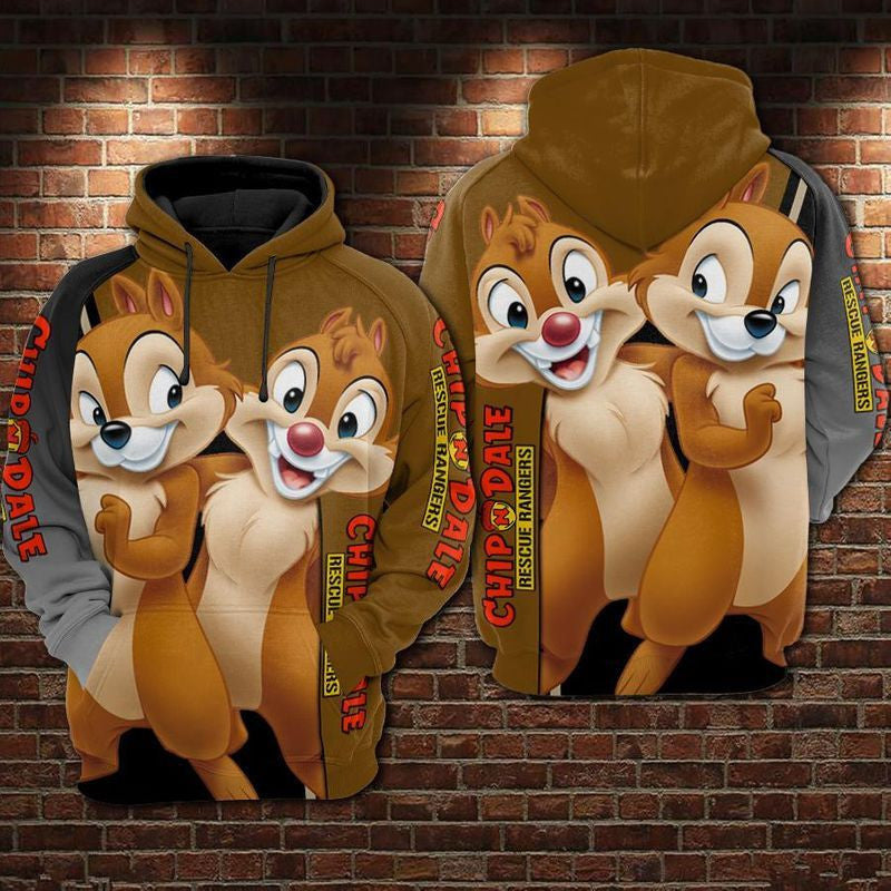 Chip N Dale Disney Over Print 3d Hoodie Zip Hoodie