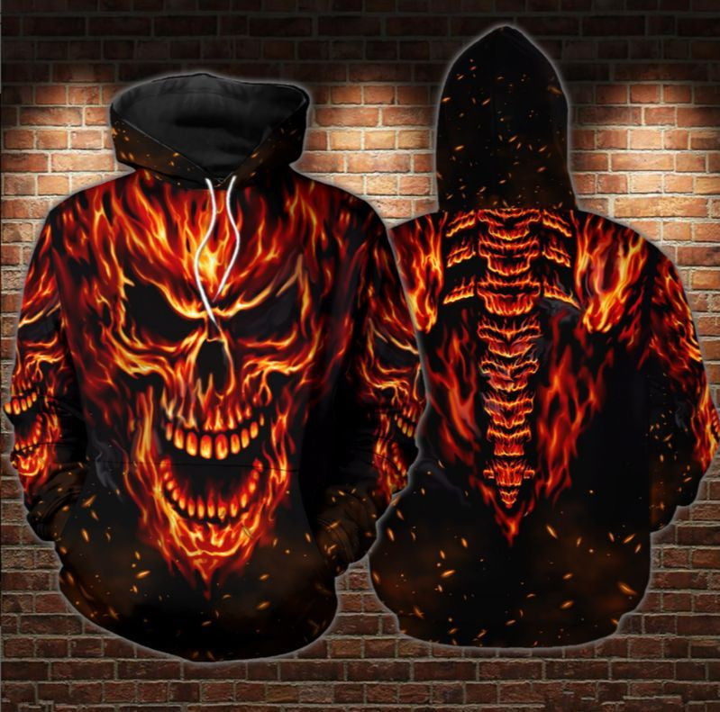 Inferno Over Print 3d Hoodie Zip Hoodie