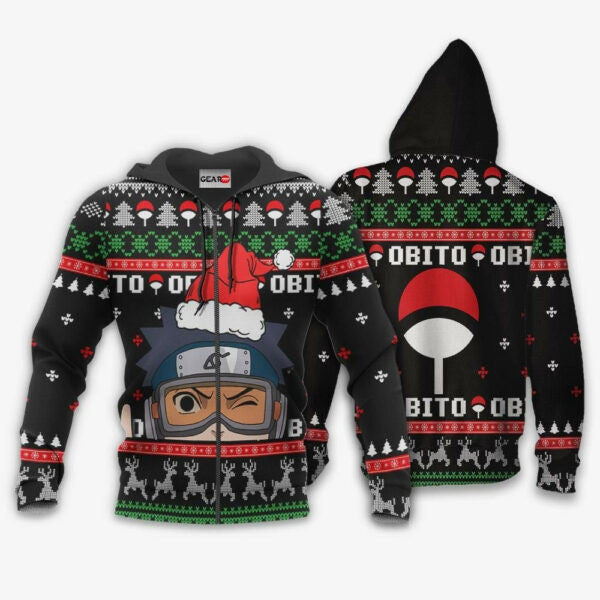 Uchiha Obito Christmas Naruto Anime 1k435 Fan Gift Stylist Unisex Cartoon Graphic Outfits Aop 3d Hoodie, Zip Hoodie 2442