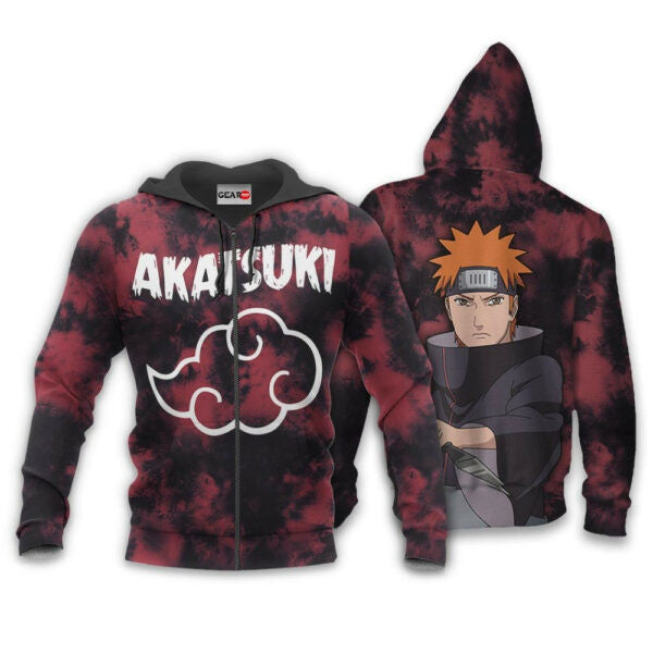 Akatsuki Yahiko Tie Dye Style Naruto Anime 1k378 Fan Gift Stylist Unisex Cartoon Graphic Outfits Aop 3d Hoodie, Zip Hoodie 894