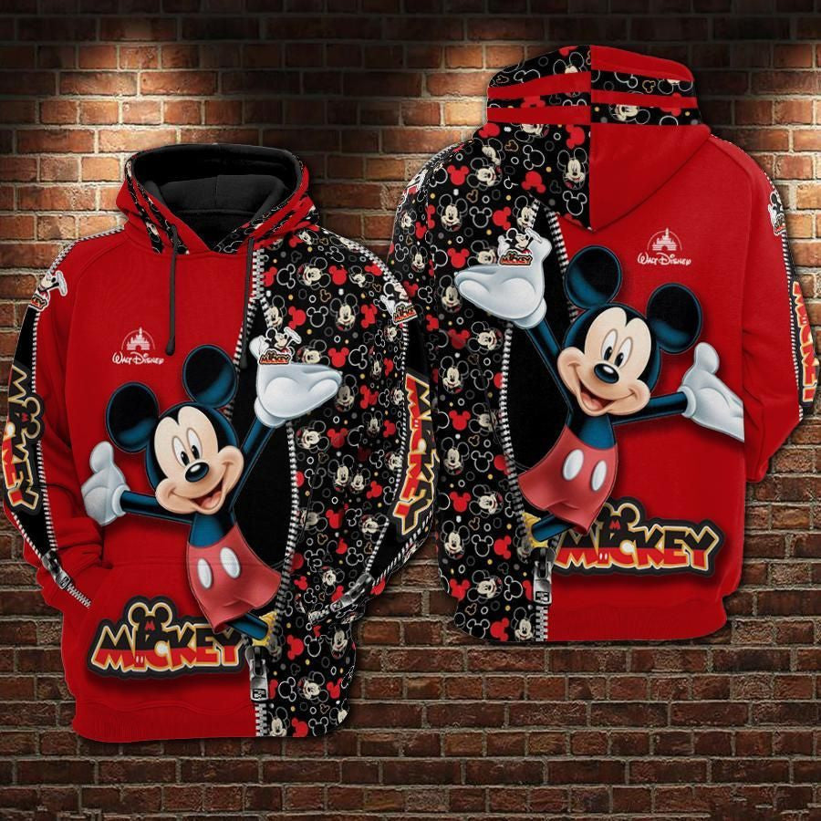 Mickey Mouse Lock Over Print 3d Hoodie Zip Hoodie 497
