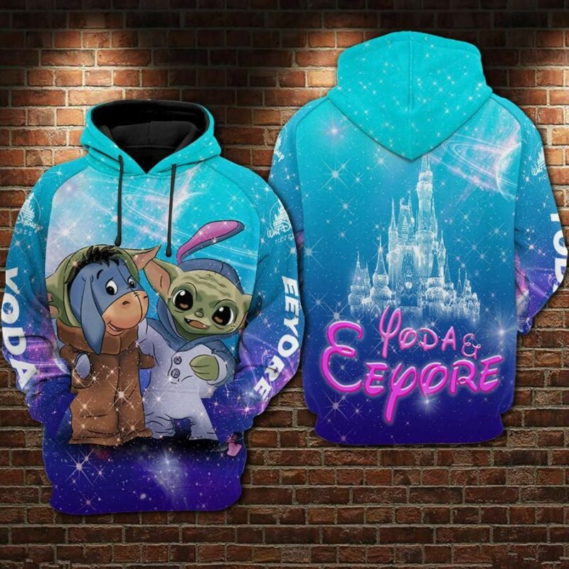 Yoda And Eeyore Disneyland Over Print 3d Hoodie Zip Hoodie