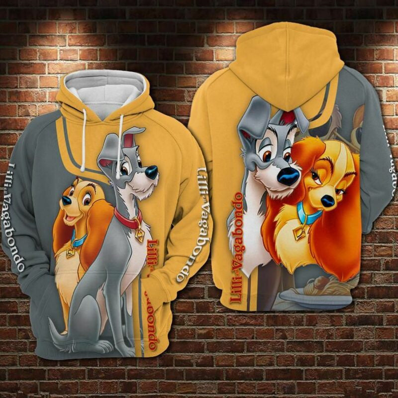 Lilli E Il Vagabondo Cartoon Lady And The Tramp Over Print 3d Hoodie Zip Hoodie