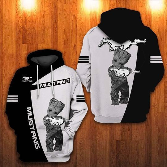 Baby Groot With Mustang 3d Hoodie Zip Hoodie 403