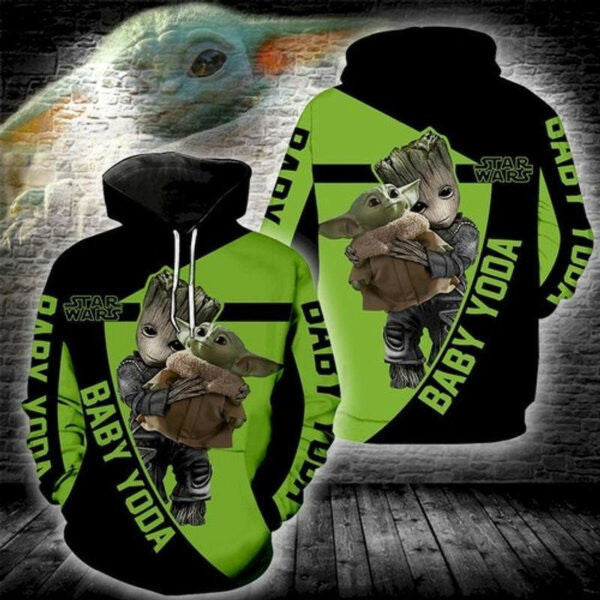 Groot Baby Yoda Star Wars Movies 1k170 Fan Gift 3d Hoodie 1612