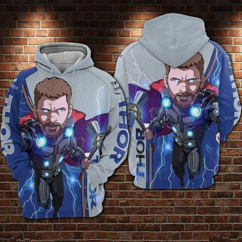 Avengers Thor With Stormbreaker Blue Hoodie Avengers 3d Hoodie Zip Hoodie