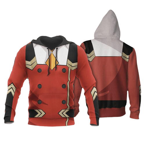 Darling In The Franxx Hoodie Code 002 Zero Two Uniform Costume Red 3d Hoodie Zip Hoodie