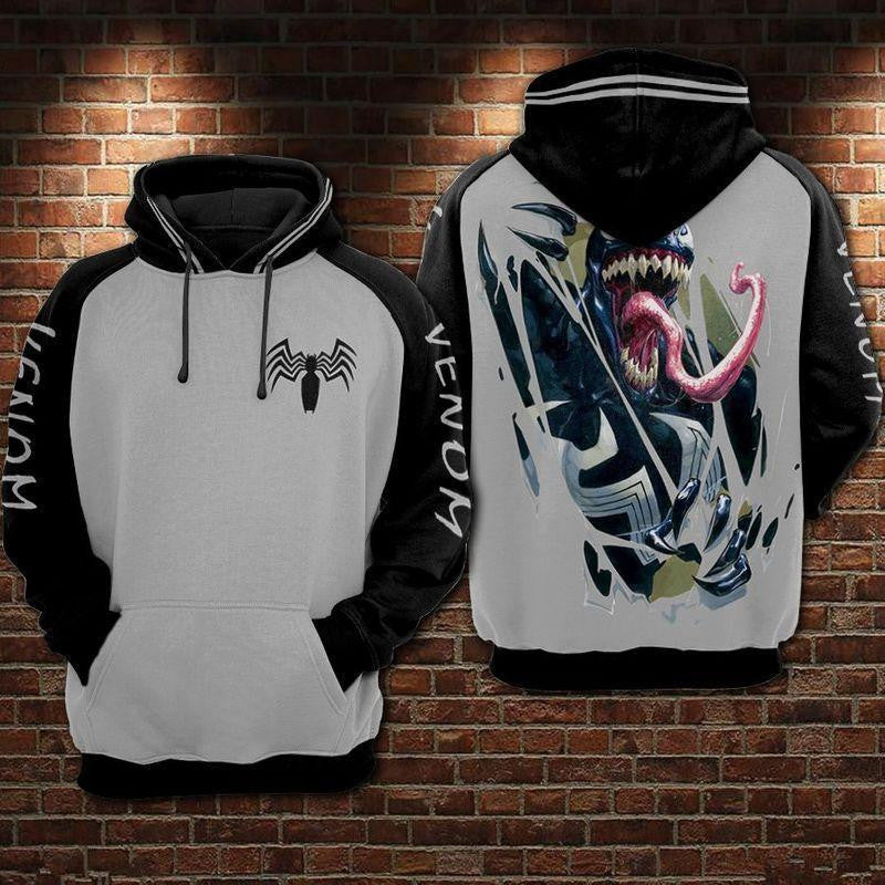 Marvel Venom Rips Open 3d Hoodie Zip Hoodie