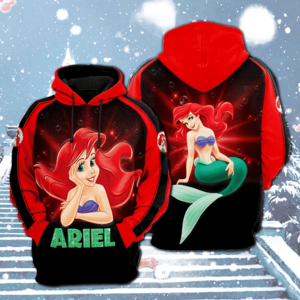 Ariel Princess Disney Cartoon 513 Fan Gift Stylist Unisex Cartoon Graphic Outfits Aop Hoodie 1326