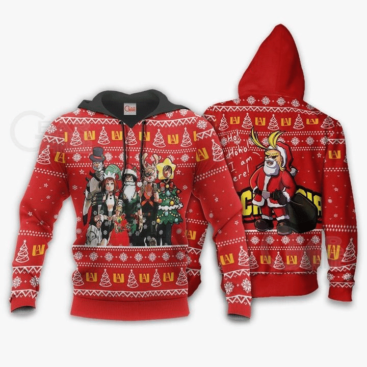 My Hero Academia Ugly Christmas Santa Anime Manga For Men And Women 3d Hoodie Zip Hoodie