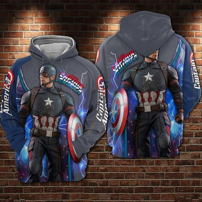 Captain America Hoodie Avengers Captain America Thunder Blue 3d Hoodie Zip Hoodie