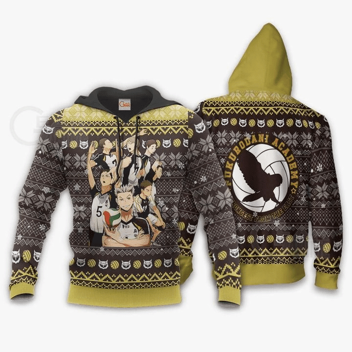 Fukurodani Academy Ugly Christmas Haikyuu Anime Manga For Men And Women 3d Hoodie Zip Hoodie