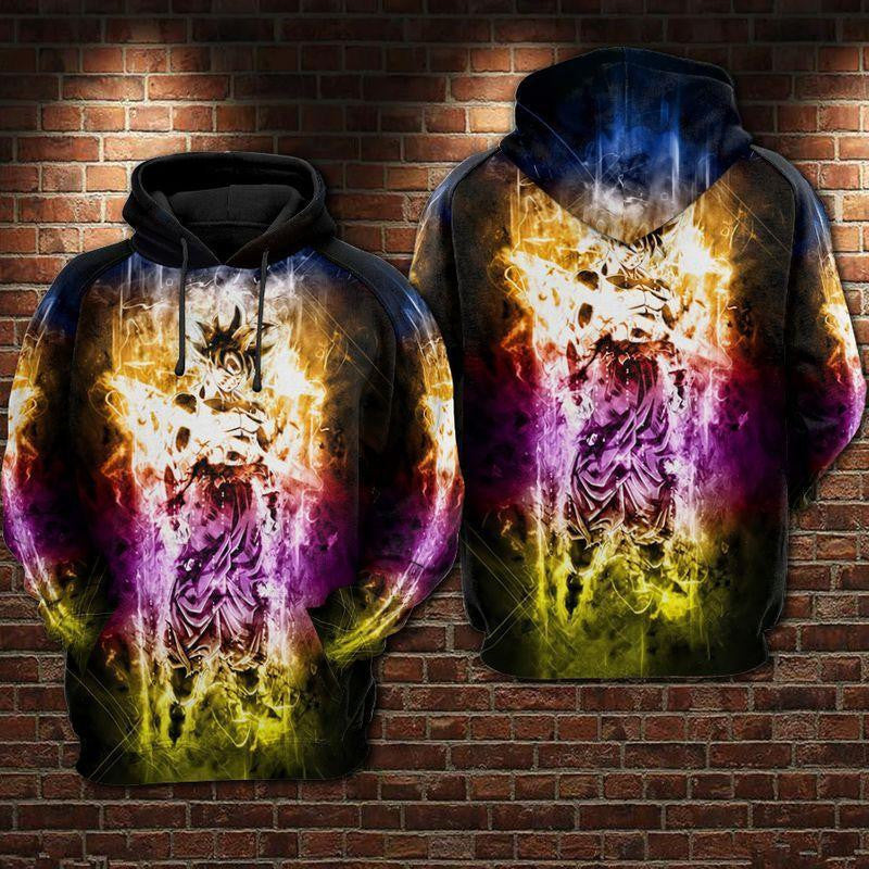 Dragon Ball Z Hoodie Goku Glowing Yellow Purple Green 3d Hoodie Zip Hoodie