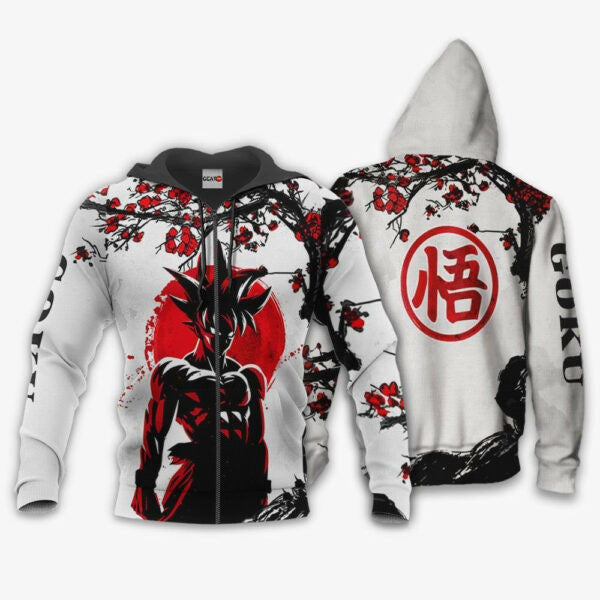 Goku Japan Cherry Blossoms Dragon Ball Z Anime 1k271 Fan Gift Stylist Unisex Cartoon Graphic Outfits Aop 3d Hoodie, Zip Hoodie 461