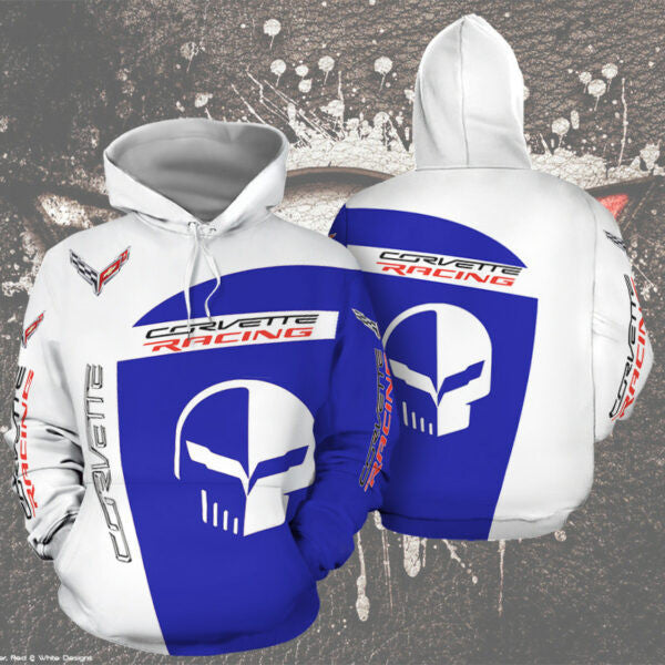 Chevrolet Corvette Racing Lake Blue Sport Car 3d All Over Print Hoodie 434 1763