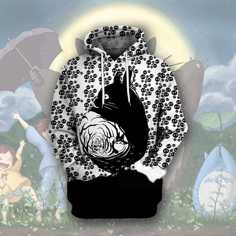 Ghibli Totoro Over Print 3d Hoodie Zip Hoodie
