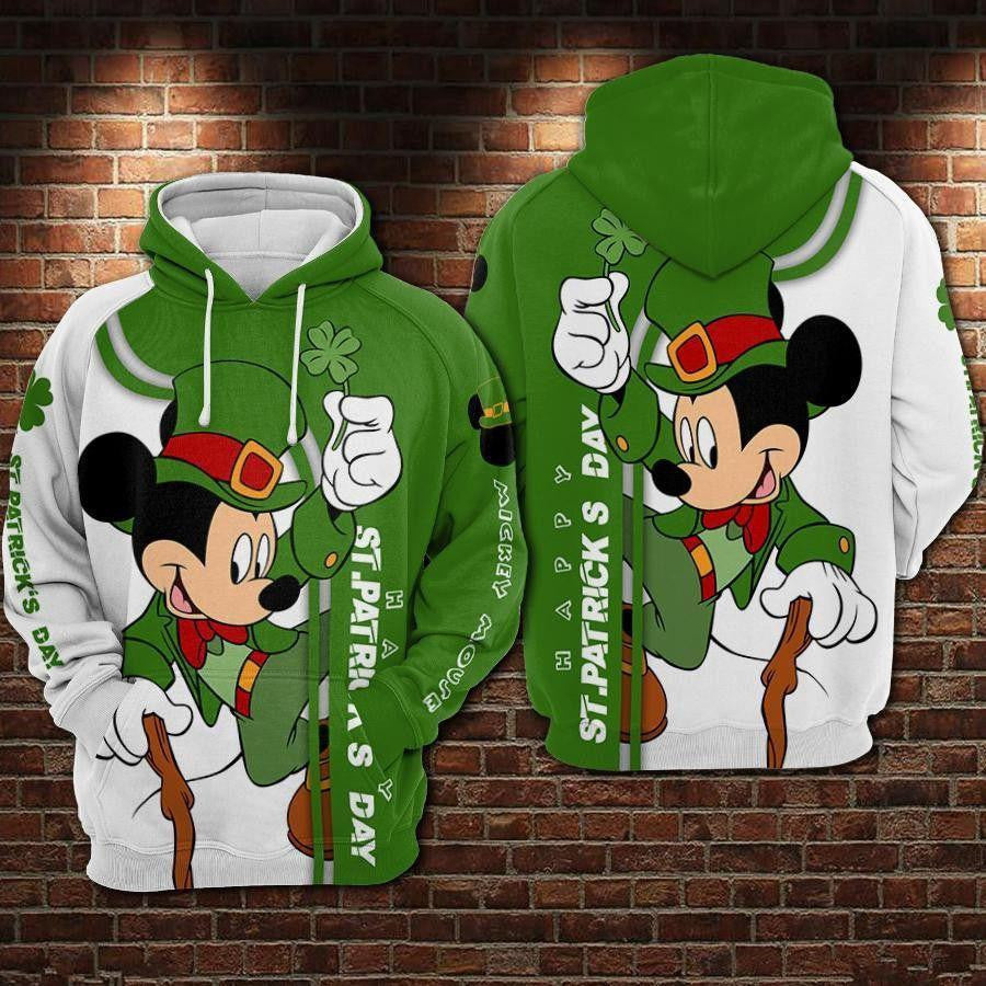Mickey Mouse Disney, Mickey Happy St Patrick's Day Aop Hoodie