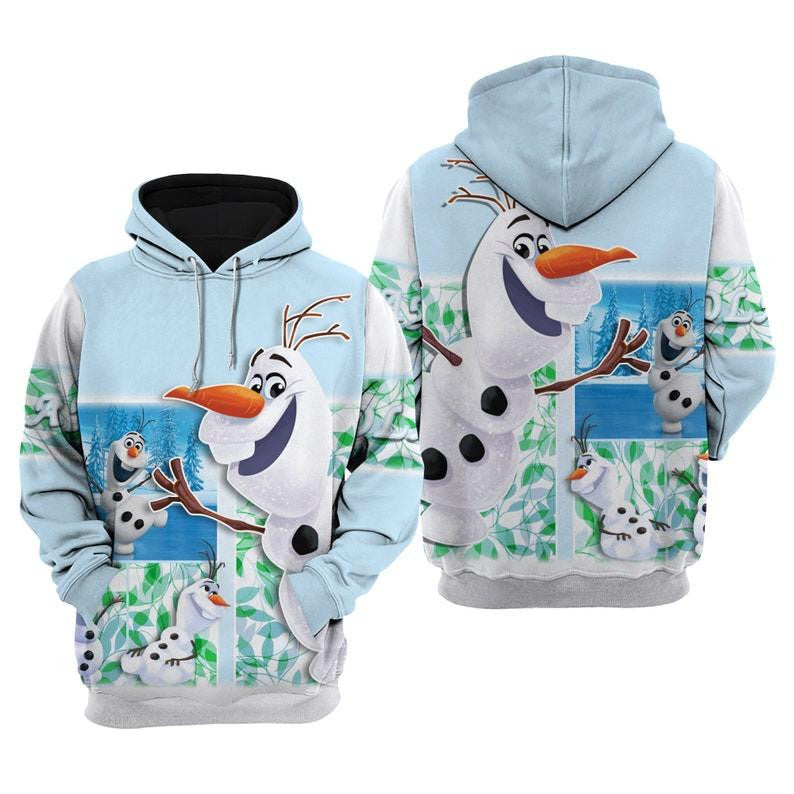 Disney Cartoon Fan Gift, Funny Olaf Frozen All Over Print Hoodie, Zip Hoodie