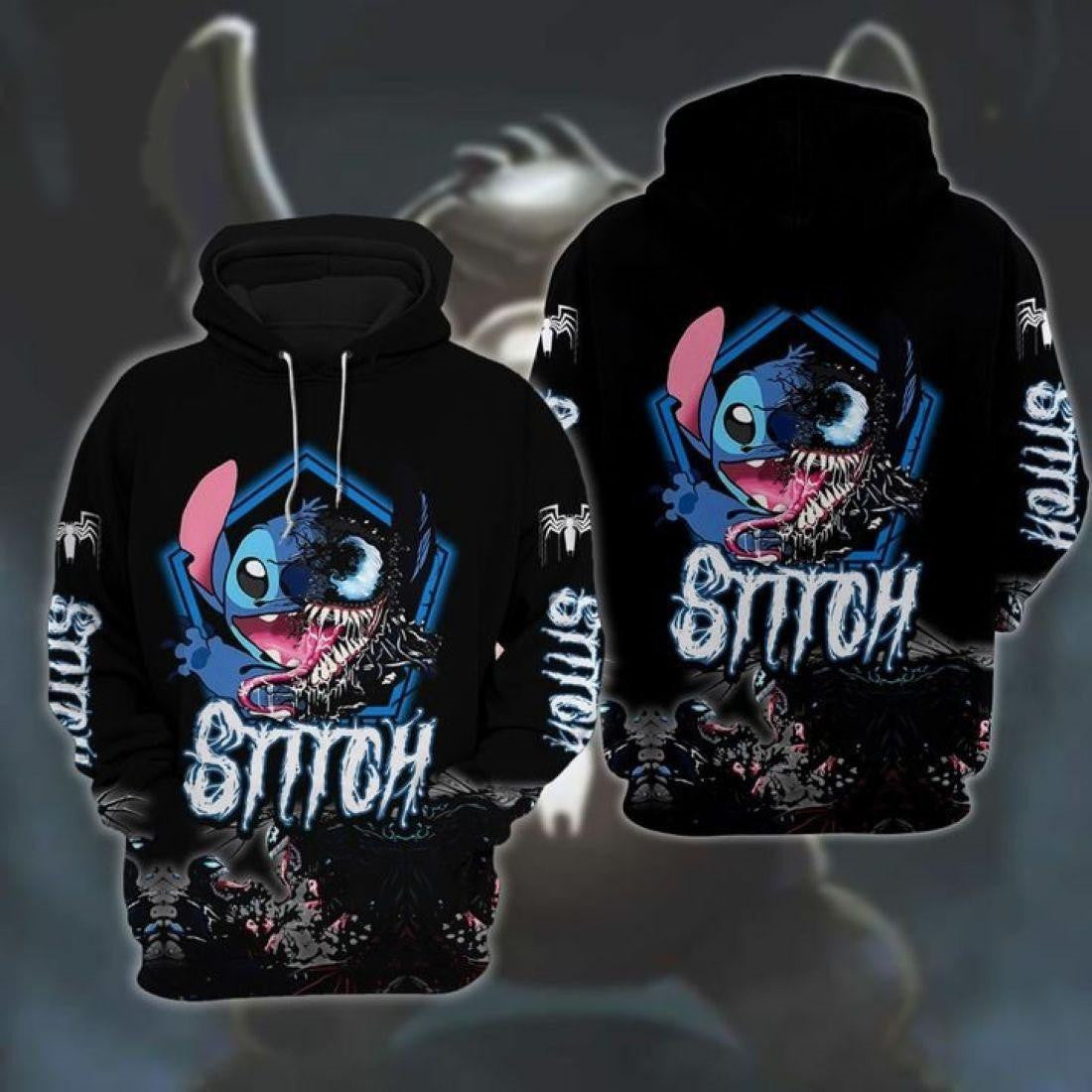 Disney Stitch Fan Gift, Venom Fan Gift, Stitch Venom All Over Print Hoodie