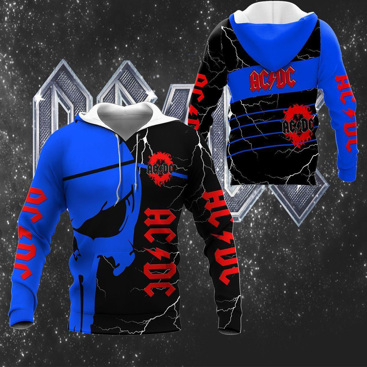 Ac/dc Music Band Fan Gift, Acdc Band Logo Skull All Over Print Hoodie, Zip Hoodie 861