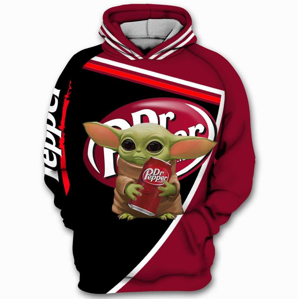Dr Pepper Baby Yoda Star Wars All Over Print Hoodie, Zip Hoodie