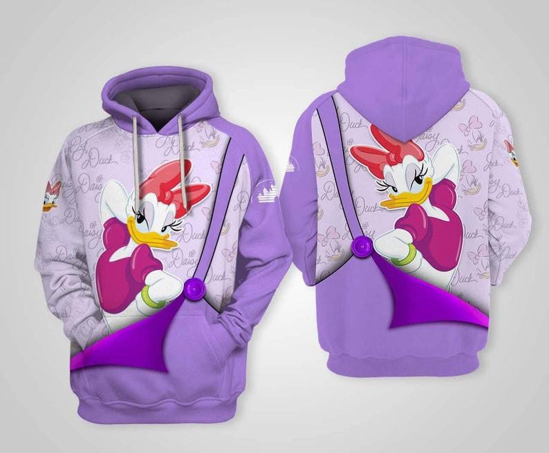 Disney Cartoon Characters Fan Gift, Purple Daisy Duck Disney All Over Print Hoodie